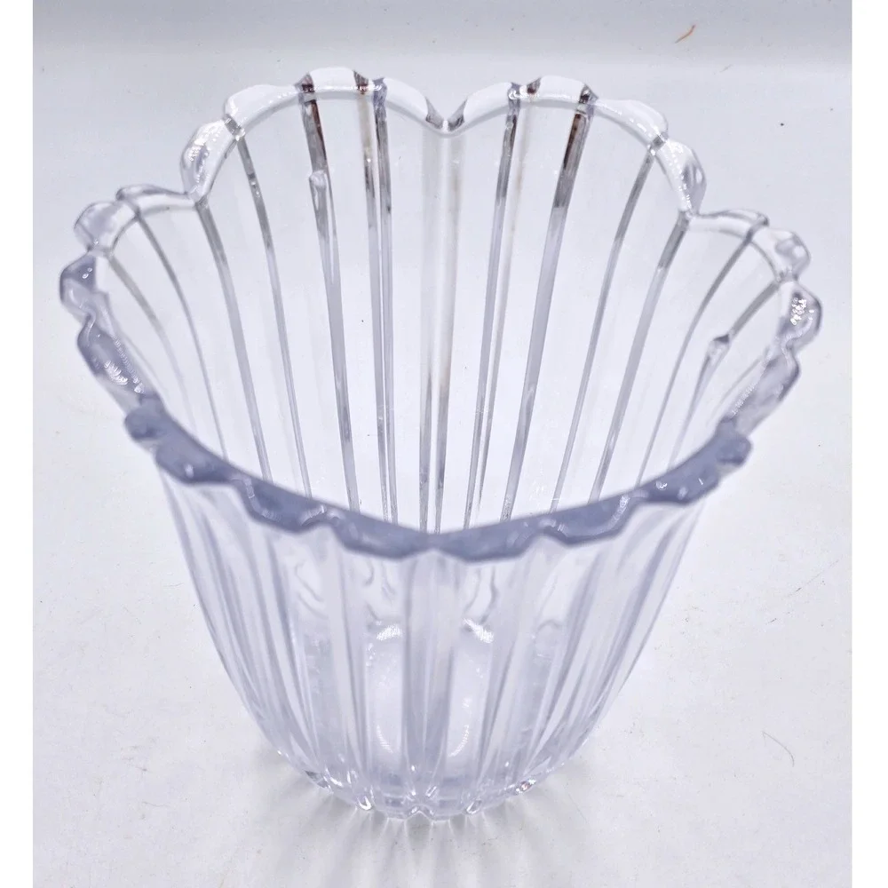 5th Avenue Vintage Ribbed Cut Crystal Tulip Ice Bucket Champagne Wine‎ NO LID